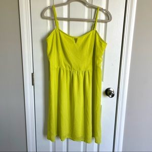 A.N.A. A New Approach XL Neon Yellow Green Gingham Fluorescent Sleeveless Dress